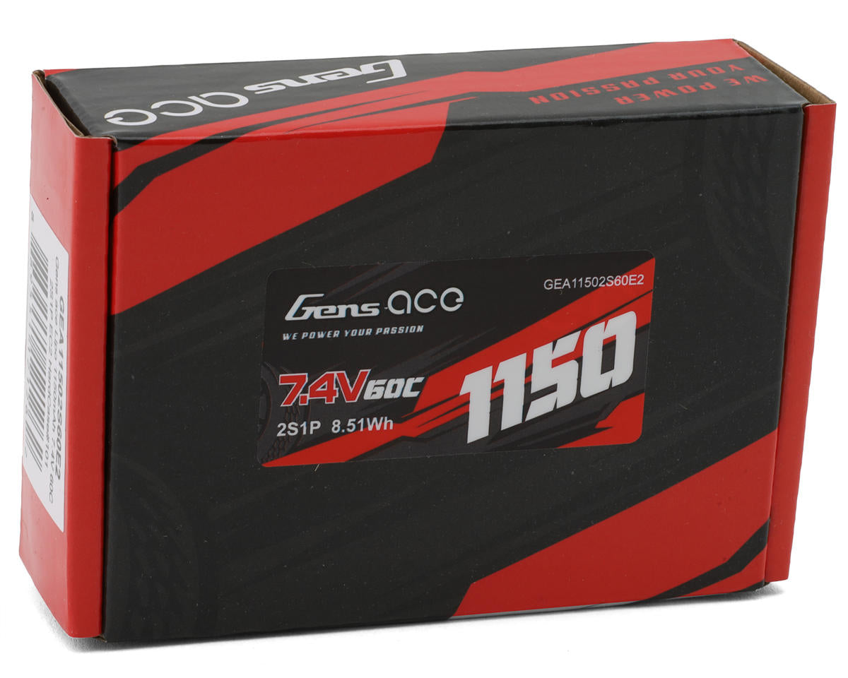 Gens Ace 2S 60C Hardcase LiPo Battery Pack (7.4V/1150mAh) w/iEC2 Connector