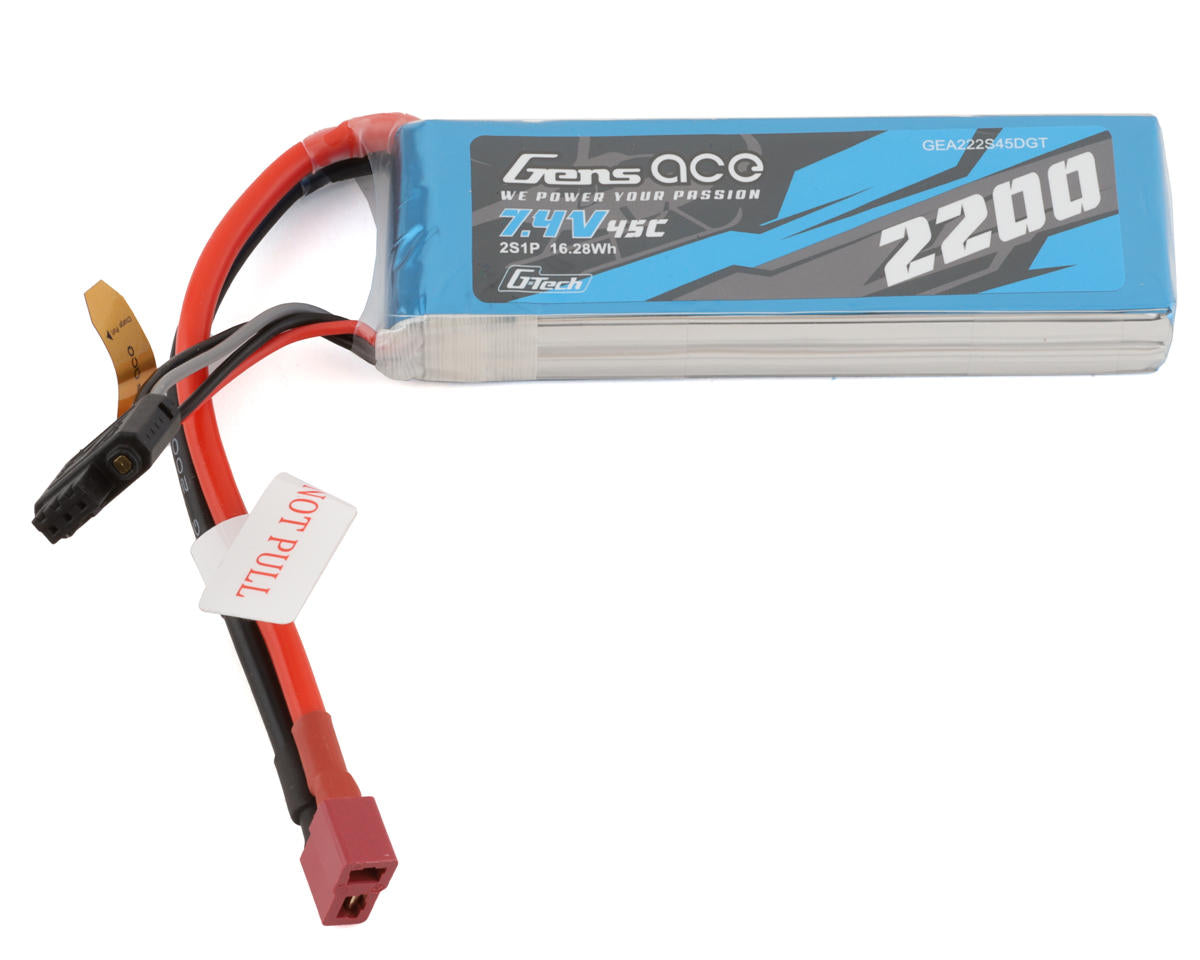 Gens Ace G-Tech Smart 2S LiPo Battery 45C (7.4V/2200mAh) w/T-Style