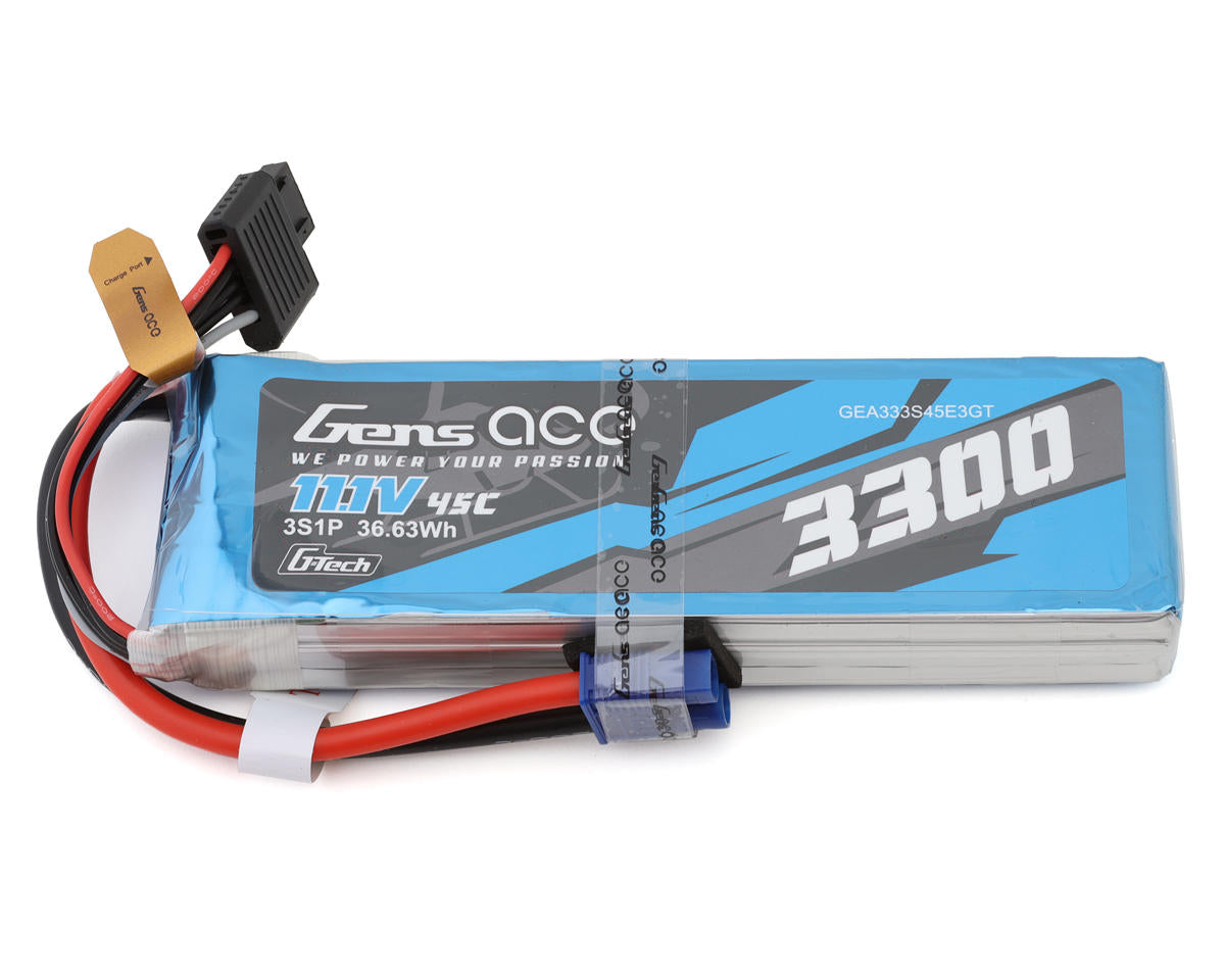 Gens Ace G-Tech Smart 3S LiPo Battery 45C (11.1V/3300mAh) w/EC3 Connector