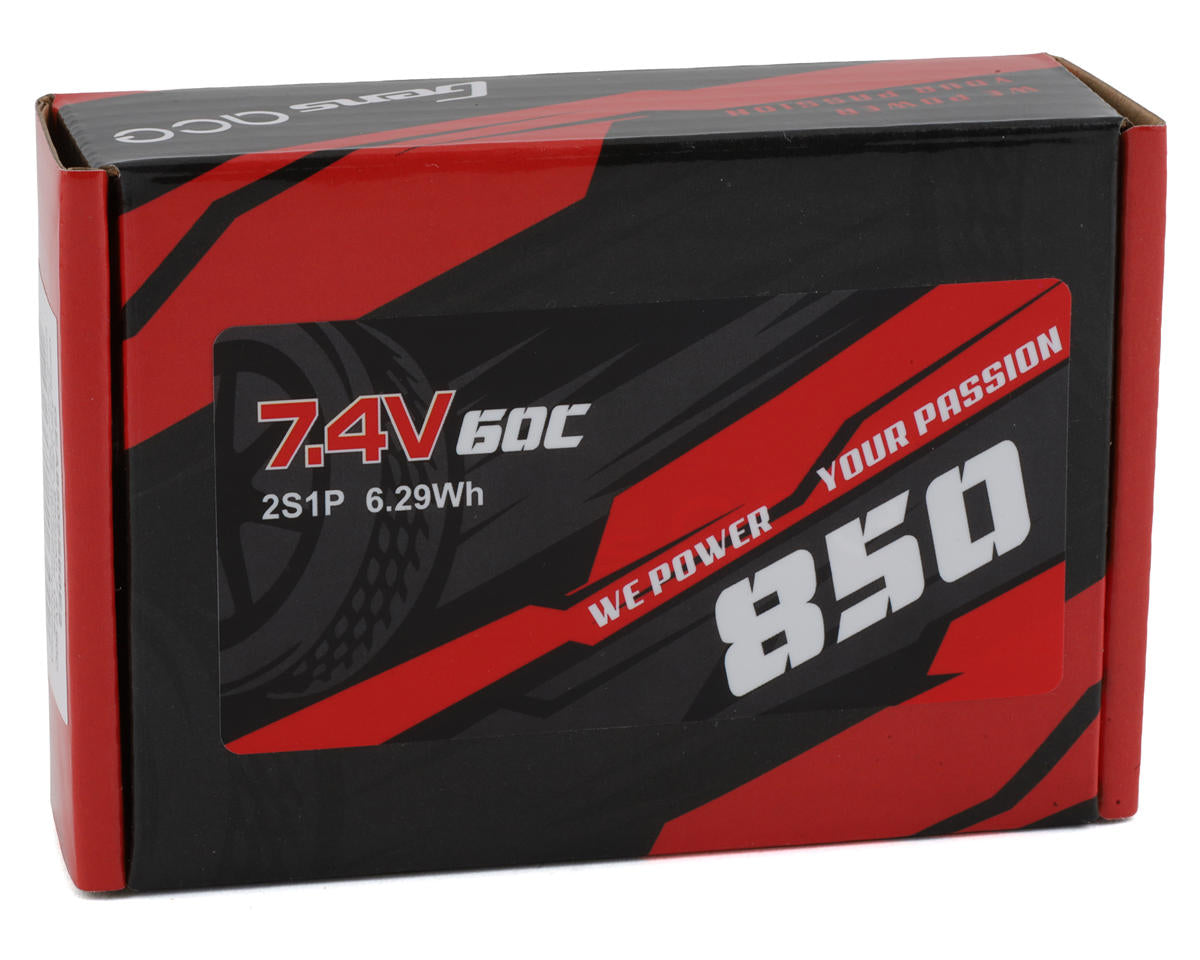 Gens Ace 2S LiPo Battery 60C (7.4V/850mAh) w/EC2 Connector (Losi Mini-B)