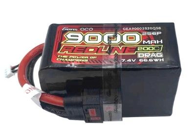 Gens Ace Redline 9000mAh 2S6P 7.4V 200C LiPo with QS8 Plug