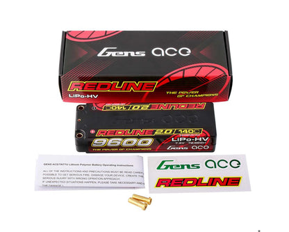 Gens Ace Redline 2.0 2S LiHV Battery 140C (7.6V/9600mAh) w/5mm Bullets (Copy)
