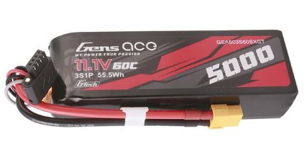 Gens Ace G-Tech 5000mAh 3S 11.1V 60C LiPo XT60 Plug (128x44.5x28.2mm)