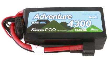 Gens Ace G-Tech 4300mAh 3S 11.4V 60C LiPo Deans & XT60 Adapter GEA43003S60T3