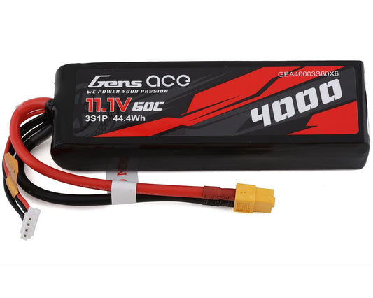 Gens Ace 3s LiPo Battery 60C (11.1V/4000mAh) w/XT-60 Connector GEA40003S60X6