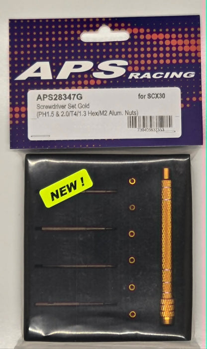 APS Screwdriver Set SCX30 (PH1.5 & 2.0/T4/1.3 Hex /M2 Alum. Nuts)