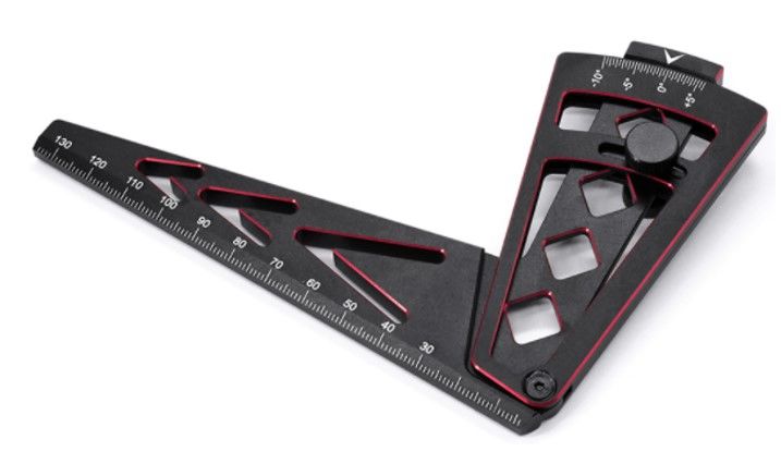 Hobby Details Aluminum Camber Gauge, 130mm - Black/Red