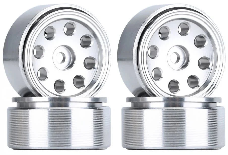 Hobby Details 1.0" Aluminum Eight-holes Beadlock Wheels (Clear/Aluminum) (4)