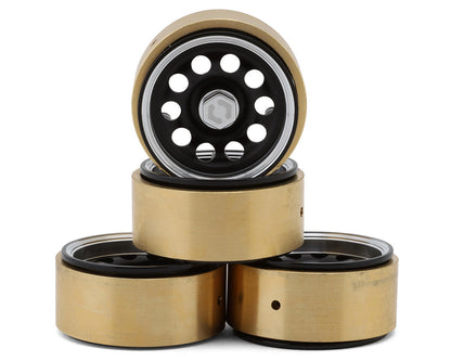 HPI Venture 18 1.2" CS-10 Aluminum Micro Crawler Beadlock Wheels (Black) (4) (34g ea) w/Brass Clamp Rings