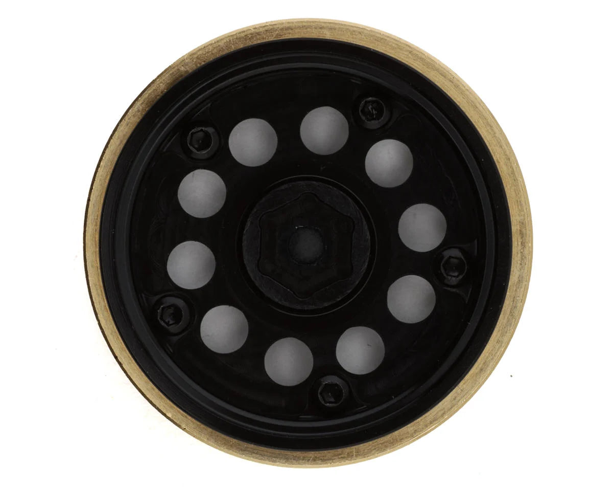 HPI Venture 18 1.2" CS-10 Aluminum Micro Crawler Beadlock Wheels (Black) (4) (34g ea) w/Brass Clamp Rings