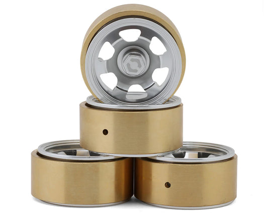HPI Venture 18 1.2" CL-6 Aluminum Micro Crawler Beadlock Wheels (Silver) (4) (34g ea) w/Brass Clamp Rings