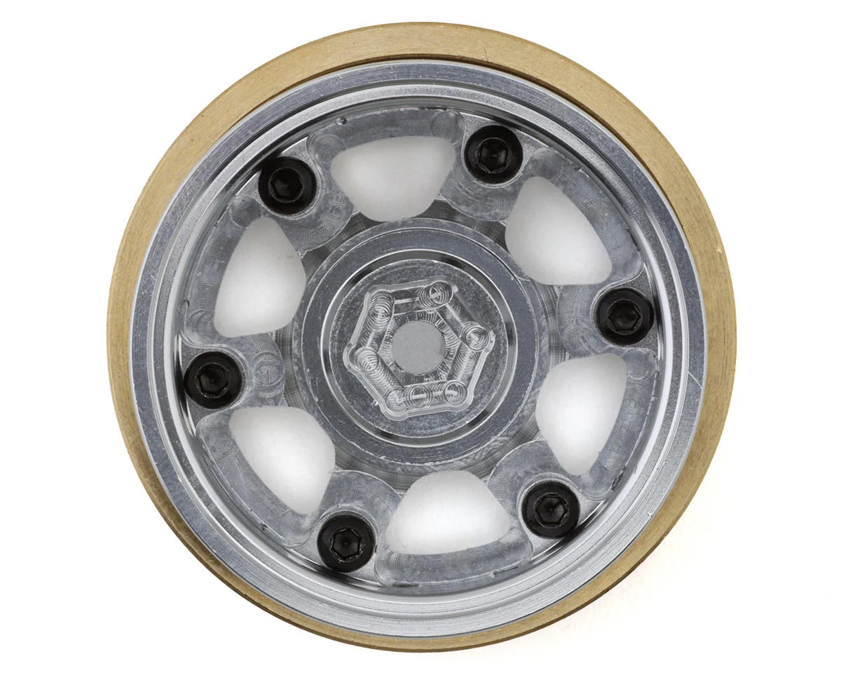 HPI Venture 18 1.2" CL-6 Aluminum Micro Crawler Beadlock Wheels (Silver) (4) (34g ea) w/Brass Clamp Rings