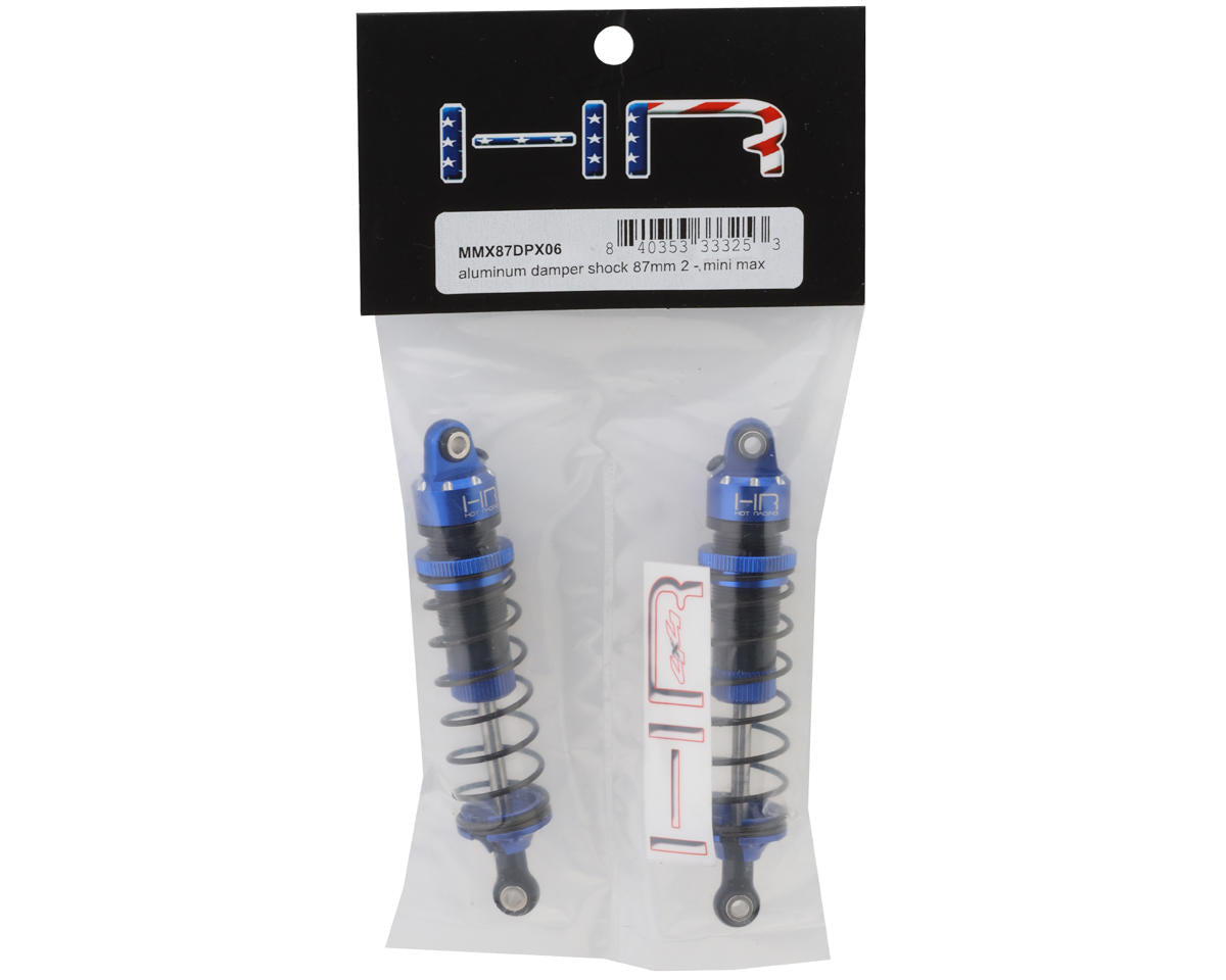 Hot Racing 87mm Pre-Assembled Aluminum Threaded Shocks for Traxxas® Mini Maxx® (Blue) (2)