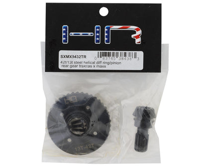 Hot Racing Steel Helical Differential Ring & Pinion Gear for Traxxas X-Max/XRT (Rear) (42T/13T)