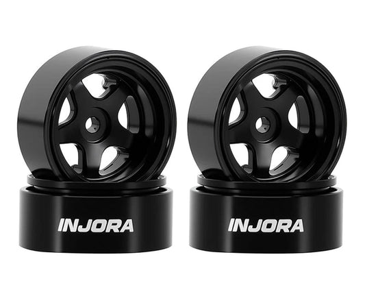 Injora Axial SCX30 D18 0.7" 5-Spoke Aluminum Micro Rock Crawler Beadlock Wheels (Black) (4) (3.4g ea)