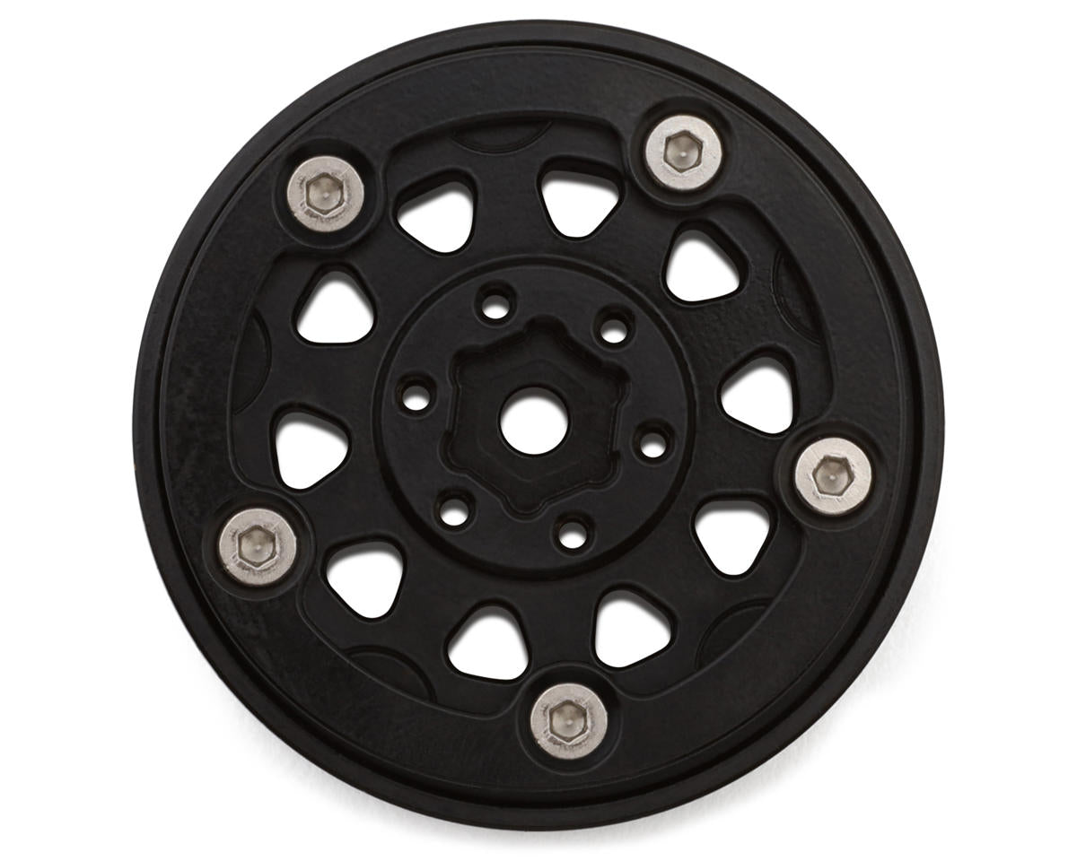 Injora 1.3" D-Slot Super Heavy Brass Micro Rock Crawler Beadlock Wheels (81g ea) (Black) (4)