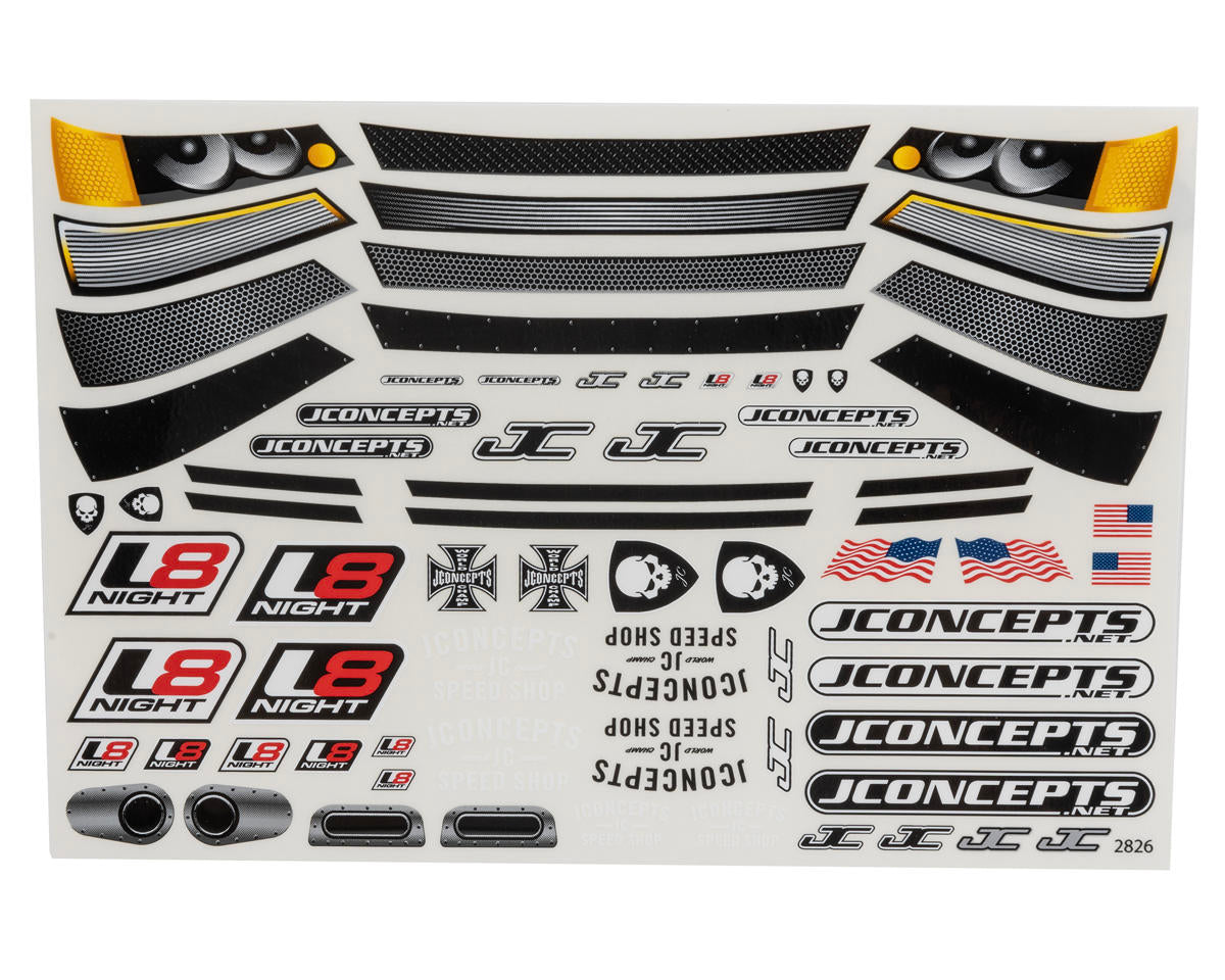 JConcepts L8 Night G3 Speedway 1/10 Dirt Oval Latemodel Body w/Spoiler (Clear) (10.25")