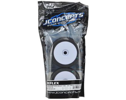 JConcepts Reflex Pre-Mounted 1/8th Buggy Tires (2) (White) (Green)