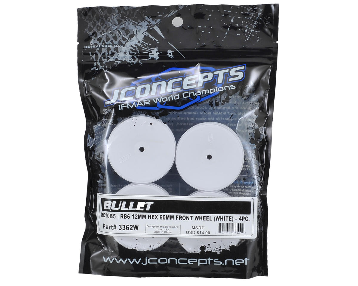 JConcepts 12mm Hex Bullet 60mm Front Wheels (4) (B6/B5/RB6) (White)