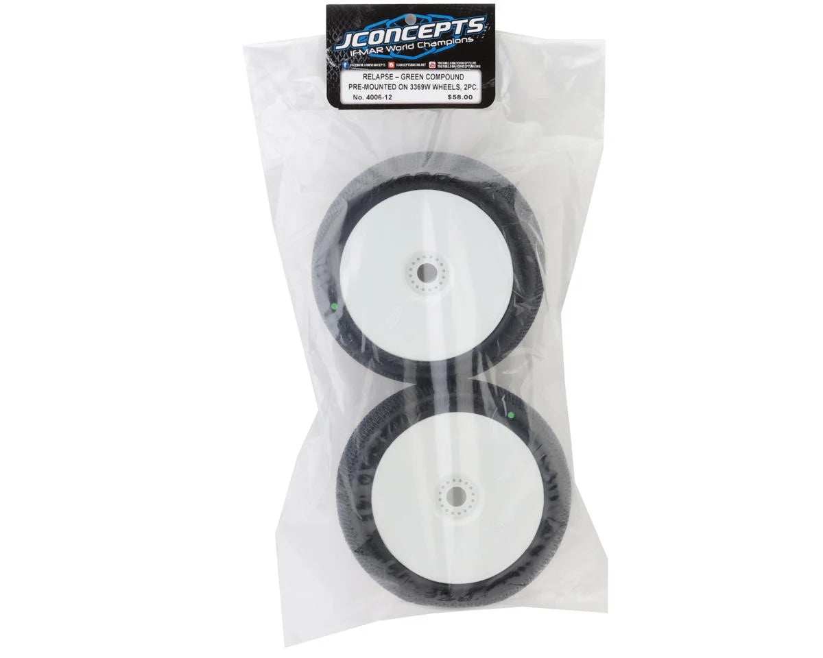 JConcepts Relapse 4.0" Pre-Mounted 1/8 Truggy Tires (2) (White) (Green)