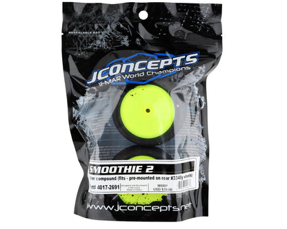JConcepts Smoothie 2 2.2" Pre-Mounted Rear Buggy Tires (Yellow) (2) (Silver) w/12mm Hex