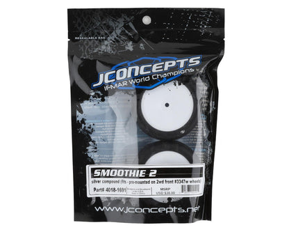 JConcepts Smoothie 2 2.2" Pre-Mounted 2WD Front Buggy Tires (White) (2) (Silver) w/12mm Hex