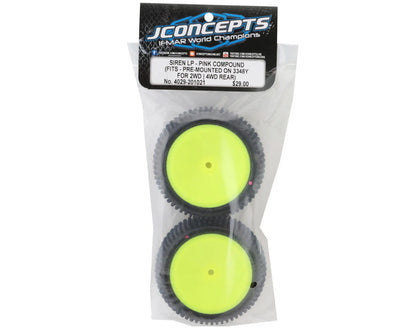 *CLEARANCE* JConcepts Siren LP 2.2" Pre-Mounted Rear Buggy Carpet Tires (2) (Pink)