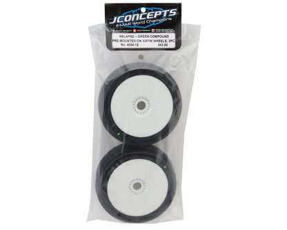 JConcepts Relapse Pre-Mounted 1/8th Buggy Tires (White) (2) (Green)