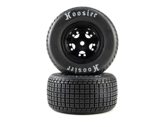 Team Losi 22S Dirt Late Model Hoosier 1/10 Pre-Mounted Tires (Black) (2) (Soft) (Front/Rear)