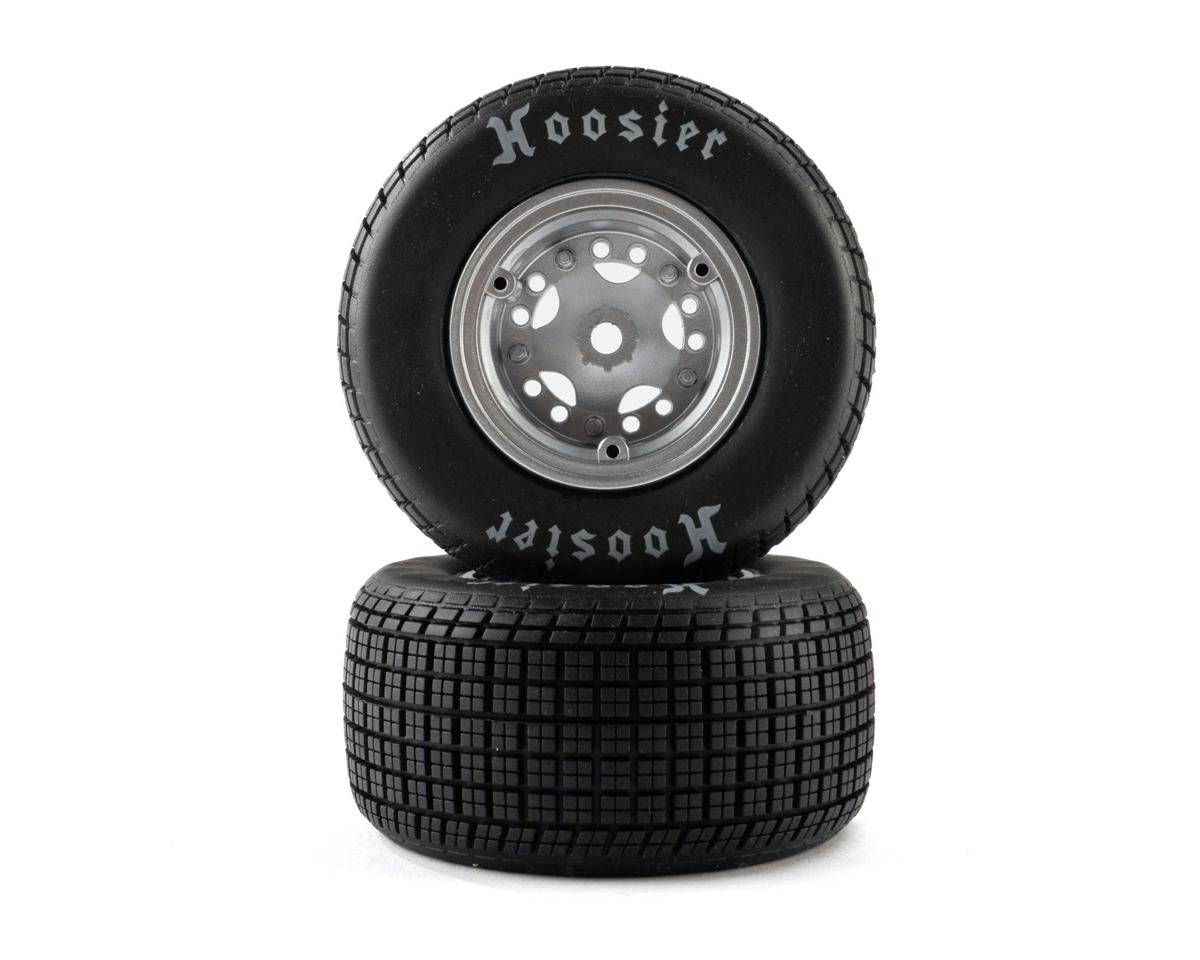 Losi 22S Dirt Late Model Hoosier 1/10 Pre-Mounted Tires (Satin Aluminum) (2) (Soft) (Front/Rear)