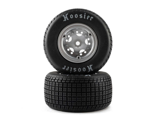 Losi 22S Dirt Late Model Hoosier 1/10 Pre-Mounted Tires (Satin Aluminum) (2) (Soft) (Front/Rear)