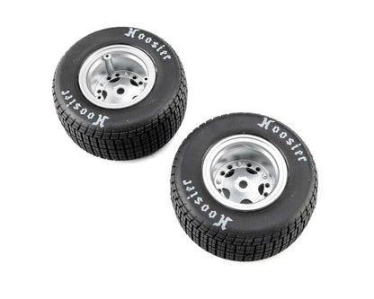 Losi 22S Dirt Late Model Hoosier 1/10 Pre-Mounted Tires (Satin Aluminum) (2) (Soft) (Front/Rear)
