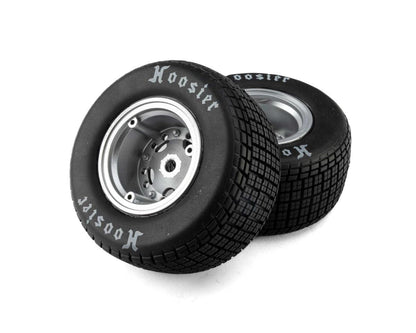 Losi 22S Dirt Late Model Hoosier 1/10 Pre-Mounted Tires (Satin Aluminum) (2) (Soft) (Front/Rear)