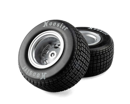 Losi 22S Dirt Late Model Hoosier 1/10 Pre-Mounted Tires (Satin Aluminum) (2) (Medium) (Front/Rear)