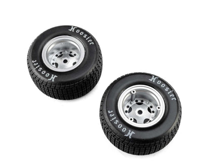 Losi 22S Dirt Late Model Hoosier 1/10 Pre-Mounted Tires (Satin Aluminum) (2) (Medium) (Front/Rear)