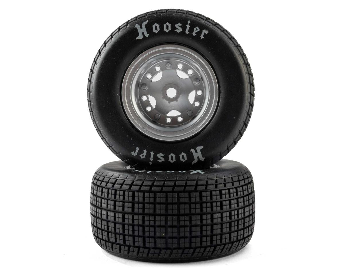 Losi 22S Dirt Late Model Hoosier 1/10 Pre-Mounted Tires (Satin Aluminum) (2) (Medium) (Front/Rear)