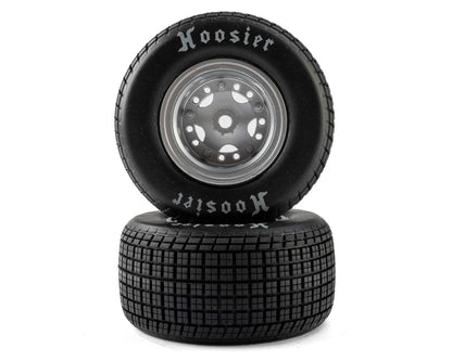 Losi 22S Dirt Late Model Hoosier 1/10 Pre-Mounted Tires (Satin Aluminum) (2) (Medium) (Front/Rear)