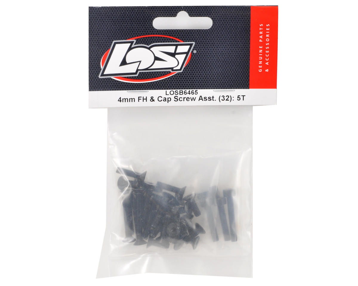 Losi 4mm Flat & Cap Head Screw Assortment (32) (5IVE-T)