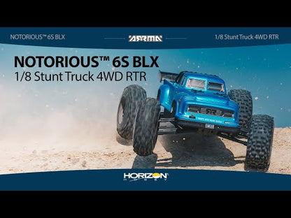 Arrma 1/8 NOTORIOUS 6S V5 4X4 BLX Stunt Truck with Spektrum Firma RTR