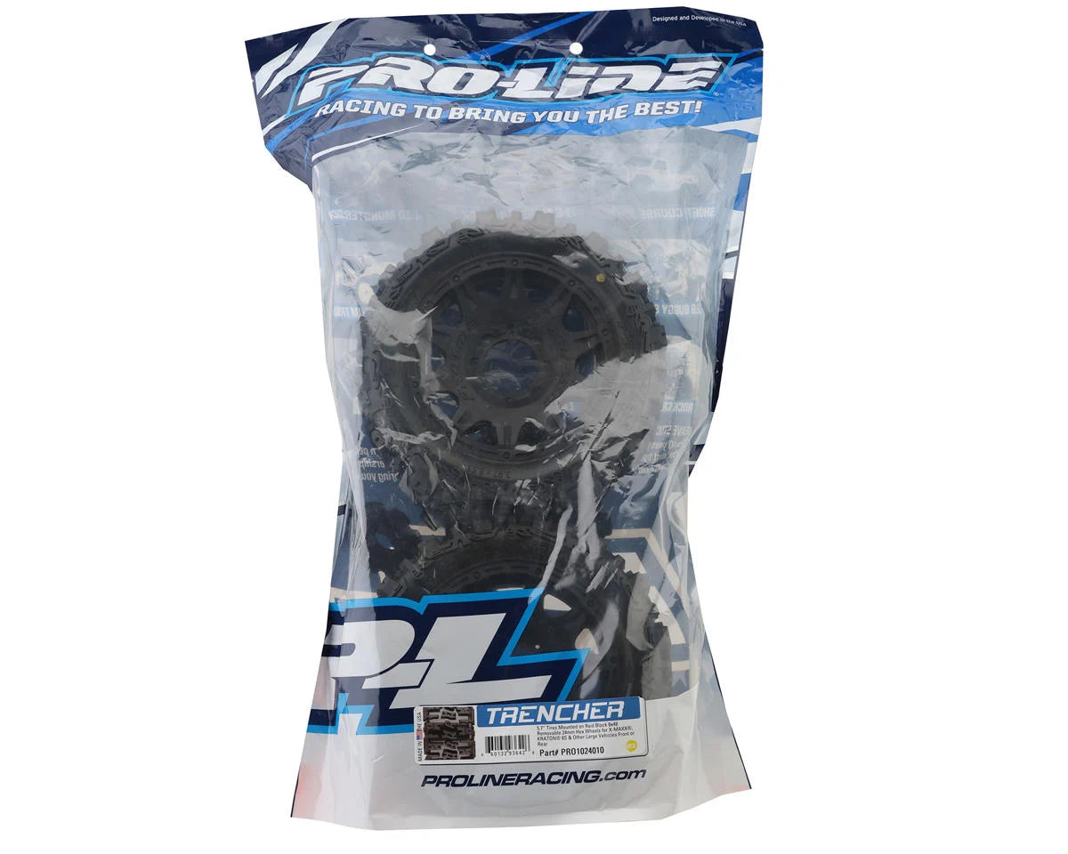 Pro-Line Trencher 5.7" Pre-Mounted Tires w/Raid Wheel (Black) (2) w/24mm Hex
