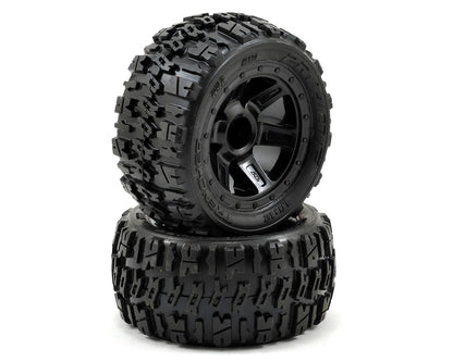 Pro-Line Pre-Mounted Trencher Desperado Wheels (2) (1/16 E-Revo) (Black)