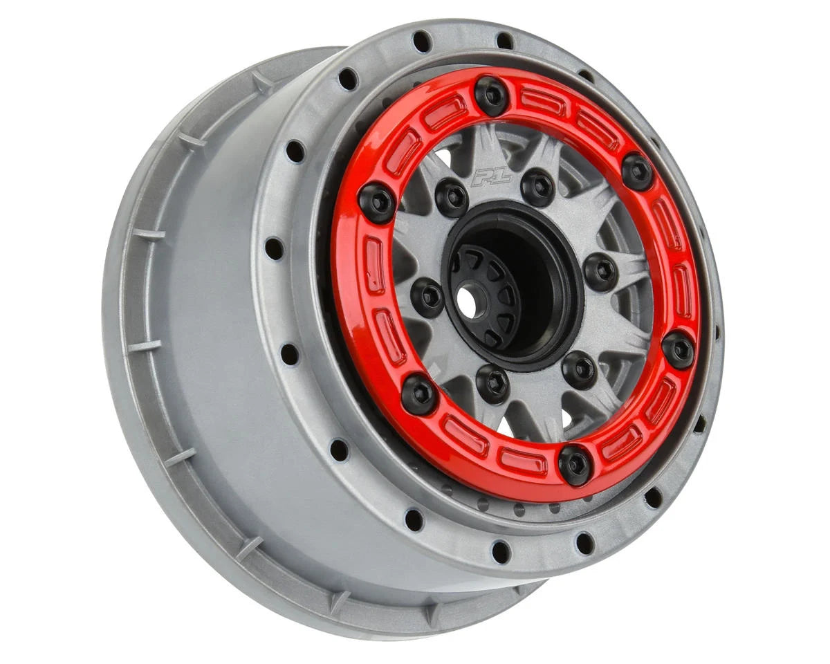 Pro-Line Raid Bead-Loc 2.2/3.0" Short Course Wheels (Red/Gray) (2) w/12mm & 14mm Removable Hex