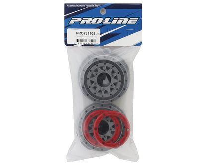 Pro-Line Raid Bead-Loc 2.2/3.0" Short Course Wheels (Red/Gray) (2) w/12mm & 14mm Removable Hex