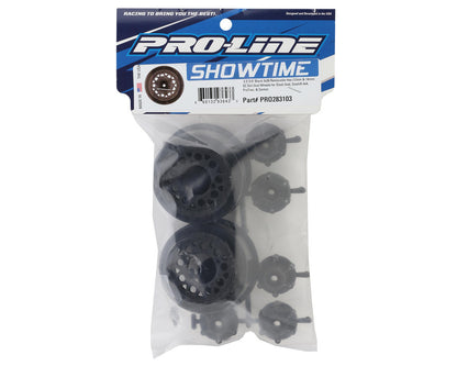 Pro-Line Showtime 2.2/3.0" Short Course Dirt Oval Wheels (Black) (2) w/12mm & 14mm Removable Hex