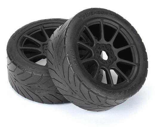 Proline Avenger - HP Belted Pre-Mounted 1/8 Buggy Tires (2) (Black) (S3) w/Mach 10 Wheel