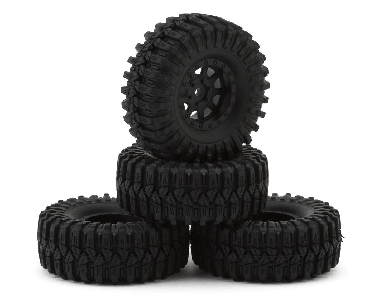 Redcat Ascent 32 Pre-mounted 1/32 Rock Crawler Tires (Black) (4)