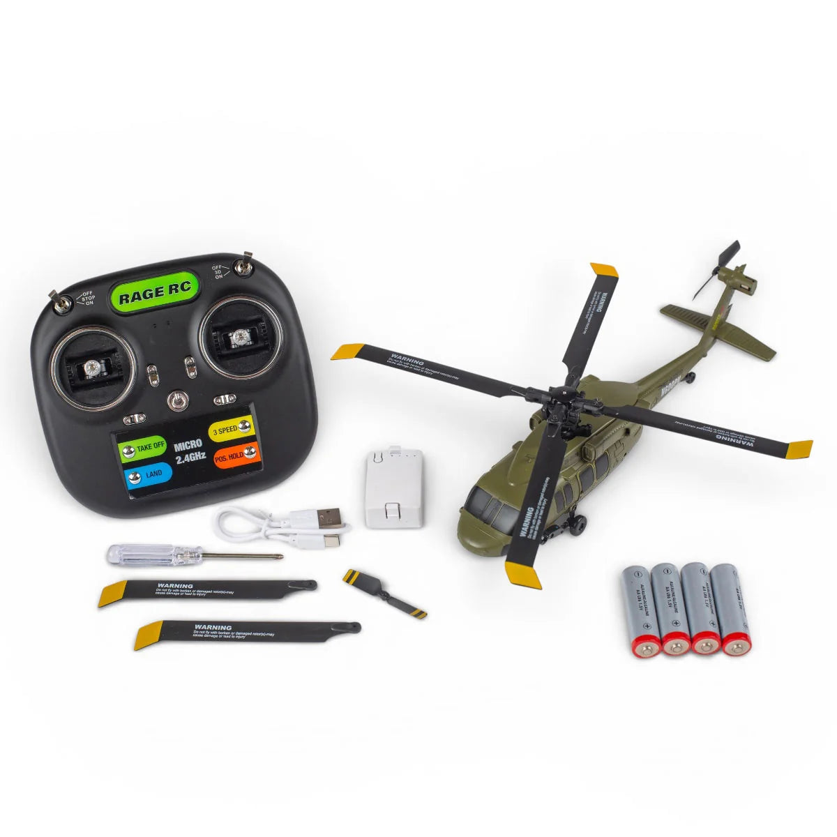 Rage RC Hero-Copter BL, 4-Blade RTF Helicopter; Army