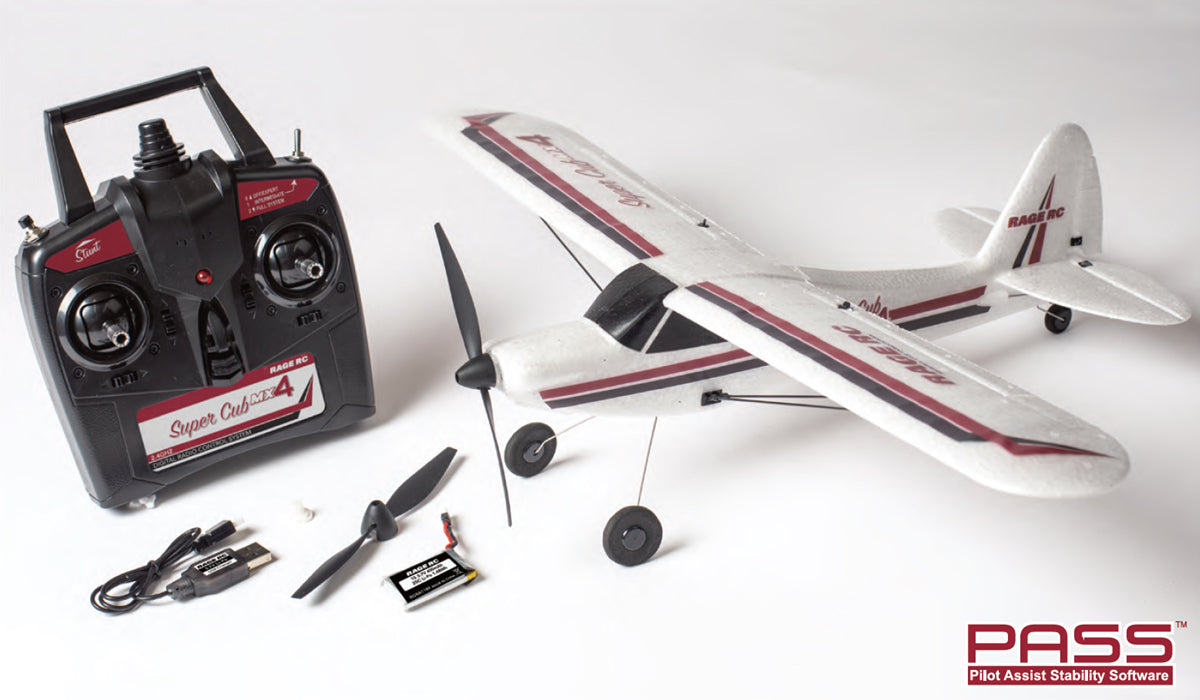 Rage RC Super Cub MX4 Micro 4-Channel RTF Airplane with PASS (Pilot Assist Stability Software) System