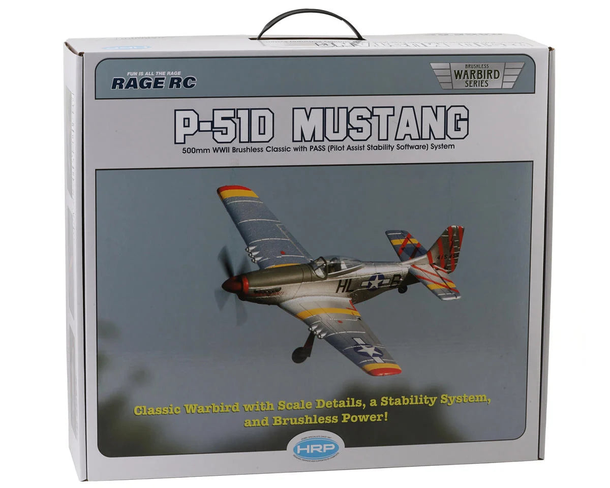 Rage RC P-51D Mustang Brushless Micro Warbird RTF Electric Airplane (500mm) w/Pass