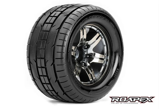 ROAPEX Rhythm - 1/10 Stadium Truck Tire Black wheel with 0 Offest 12mm Hex Mounted